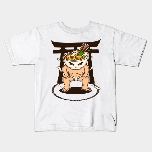 RAMEN SUMO Kids T-Shirt by beanbeardy